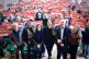 UNITED WE STAND: Rally participants with Laura Pidcock (fift
