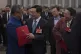 Delegates chat as they leave the Great Hall of the People af