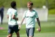Tottenham Hotspur's James Maddison (right) during a training session at the Tottenham Hotspur Training Centre, Enfield, London. Picture date: Wednesday April 30, 2025