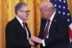 Prime Minister Keir Starmer and US President Donald Trump shake hands at a joint press conference in the East Room at the White House, February 27, 2025