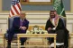 US President Donald Trump and Saudi Crown Prince Mohammed bin Salman speak during a meeting at the Royal Palace in Riyadh, Saudi Arabia, May 13, 2025