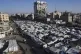 A makeshift tent camp for displaced Palestinians stretches across Gaza City on May 6, 2025