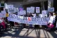 Protesters from the Glasgow Disability Alliance demonstrating outside the Scottish Parliament in Edinburgh, May 13, 2025
