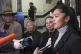 Hana-Rawhiti Maipi-Clarke (right) and her colleagues from Te Pāti Māori, talk to reporters following a protest inside Parliament in Wellington, New Zealand, November 14, 2024
