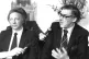 NUM Scottish President Mick McGahey (right) with NUM President Arthur Scargill in London, where they met with coal board chairman Ian MacGregor at the NCB's headquarters, March 6, 1984