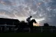 Quest For Fun and James Sullivan going to post before the William Hill Bet In-Running Racing League Race 14 Handicap at Chepstow Racecourse, August 10, 2023