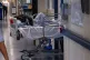 A patient bed on an NHS hospital ward in England, January 2023