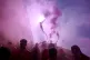 Liverpool fans set off flares outside the stadium ahead of the Premier League match at Anfield, Liverpool, April 27, 2025