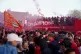 Liverpool fans celebrate victory in the Premier League outside Anfield, Liverpool, April 26, 2025