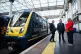 Transport Secretary Heidi Alexander (right) speaks to SWR train drivers ahead of boarding the first operational renationalised train service at Waterloo train station in central London, May 25, 2025