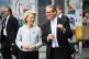 Ursula von der Leyen, President of the European Commission (left) and Keir Starmer, Prime Minister of the United Kingdom greet each other, ahead of their bilateral meeting at the 6th European Political Community summit, May 16, 2025 in Tirana, Albania