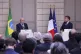 Brazilian President Luiz Inacio Lula da Silva, left, and French President Emmanuel Macron attend a media conference at the Elysee Palace in Paris, Thursday, June 5, 2025