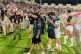 Palestinian players leave the field after an Asian Group B World Cup qualifying soccer match against Oman at the King Abdullah II Stadium in Amman, Jordan on June 12, 2025