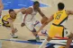 Oklahoma City Thunder forward Jalen Williams (8) drives as Indiana Pacers guard T.J. McConnell (left) and Indiana Pacers center Tony Bradley (right) defend during the second half of Game 5 of the NBA Finals basketball series, June 16, 2025