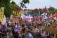 People hold banners during a demonstration ahead of the NATO summit in The Hague, Netherlands, June 22, 2025