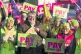 Teachers from the Educational Institute of Scotland (EIS) union take part in a rally outside the constituency office of Education Secretary Shirley-Anne Somerville in Dunfermline, Fife, during their strike action in dispute over pay, February 22, 2023