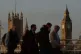Early morning commuters cross Waterloo Bridge in London