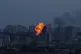 An explosion is seen after a Russian air strike on Kyiv, Ukraine, June 6, 2025