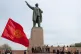 Protesters rally in front of a statue of Soviet Union founder Vladimir Lenin on a central square in the southern Kyrgyz city of Osh, Kyrgyzstan, November 3, 2011