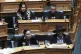 New Zealand lawmakers Hana-Rāwhiti Maipi-Clarke (top left) Debbie Ngarewa-Packer (bottom left) and Rawiri Waititi (bottom right) watch as other legislators debate their proposed bans in parliament in Wellington, June 5, 2025