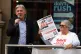 Labour MSP Richard Leonard with members of the Rail, Maritime and Transport union protest outside Central train station in Glasgow, July 13, 2023