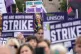 School support staff members of Unison during a rally outside the Scottish parliament in Holyrood, Edinburgh, September 27, 2023