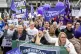 School support staff members of Unison during a rally outside the Scottish parliament in Holyrood, Edinburgh, September 27, 2023