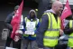Train drivers from the Aslef union on the picket line at Euston station in London, April 5, 2024