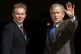 Prime Minister Tony Blair welcomes American President George W Bush to the first meeting of the G8 Summit at the Gleneagles Hotel in Scotland, July 7, 2005