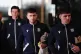 Then Dundee's Jordan McGhee and Josh Mulligan (right) arrive at the ground ahead of the Premiership match at Celtic Park, Glasgow, February 5, 2025