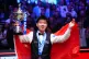 Zhao Xintong lifts the trophy after the final match against Mark Williams (not pictured) following day seventeen of the Halo World Snooker Championship at the Crucible Theatre, Sheffield, May 5, 2025