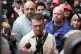 Tommy Robinson (centre), whose real name is Stephen Yaxley-Lennon, outside Westminster Magistrates' Court, central London, where he pleaded not guilty to two counts of harassment causing fear of violence, June 5, 2025