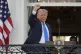 President Donald Trump gestures after speaking during a summer soiree on the South Lawn of the White House, June 4, 2025, in Washington