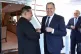 Russian Foreign Minister Sergey Lavrov (right) and North Korea's leader Kim Jong Un shake hands during their meeting in Wonsan, North Korea, July 12, 2025