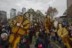 Members of the Disappeared Detainees Relatives Group of Chile march with cardboard cutout depicting disappeared people, commemorating the 50th anniversary of the so-called