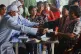 Cambodian displaced villagers arrive to check their health at a health clinic, as they take refuge in Wat Phnom Kamboar In Oddar Meanchey province, Cambodia, July 27, 2025