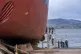 Workers make final preparations before the launch of the MV Glen Rosa at Ferguson Marine Port Glasgow shipyard, April 9, 2024