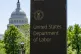 The entrance to the Labor Department is seen near the Capitol in Washington, May 7, 2020