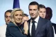 Leader of the French far-right National Rally Marine Le Pen (left) and party president Jordan Bardella during a political meeting on June 2, 2024 in Paris