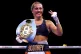 Ellie Scotney poses with her IBF Women's Super Bantamweight following the IBF Women's Super Bantamweight Title match against Laura Soledad Griffa at Wembley Arena, London, September 30, 2023