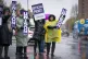 School support staff on the picket line outside Castlehead High School in Paisley, Renfrewshire, November 1, 2023
