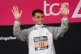 Alex Yee on the podium after the men's elite race during the TCS London Marathon, April 27, 2025