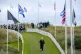US President Donald Trump walks onto the first tee of the New Course, the second championship course at Trump International Golf Links, on the Menie Estate in Balmedie, Aberdeenshire, July 29, 2025