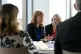 Chancellor of the Exchequer Rachel Reeves sits alongside Economic Secretary to the Treasury, Emma Reynolds, during a roundtable discussion with top finance executives at the Lloyds Banking Group's offices, in Leeds, West Yorkshire, July 15, 2025