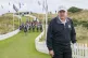 US President Donald Trump, walks onto the first tee for the official opening of the New Course, the second championship course at Trump International Golf Links, on the Menie Estate in Balmedie, Aberdeenshire, July 29, 2025