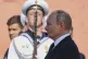Russian President Vladimir Putin arrives to attend a flag raising ceremony of the Knyaz Pozharsky nuclear-powered Borei-A class submarine in Severodvinsk, Russia, July 24, 2025