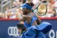 Victoria Mboko of Canada follows through on a shot to Coco Gauff of the United States during round of 16 tennis action at the National Bank Open in Montreal, Saturday, August 2, 2025. Photo: Christinne Muschi/The Canadian Press via AP
