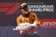 McLaren driver Lando Norris of Britain celebrates on the podium after winning the Hungarian Formula One Grand Prix race at the Hungaroring racetrack in Mogyorod, Hungary, August 3, 2025