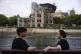 Ari Beser, left, and Kosuzu Harada, right, chat in Hiroshima