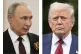 This combination of photos shows Russian President Vladimir Putin (left) in Moscow on May 9, 2025, and US President Donald Trump in Washington on August 1